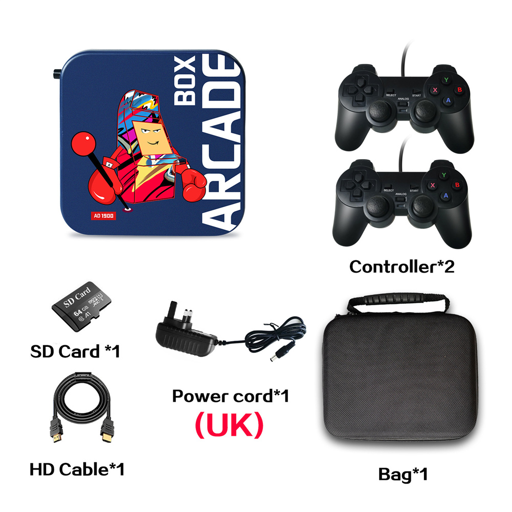 1 pcs Arcade Box Classic Retro Game Console for PS1/DC Built-in 33000 Games 64GB Mini Video Game Super Console 4K HD Display on TV with Portability. 