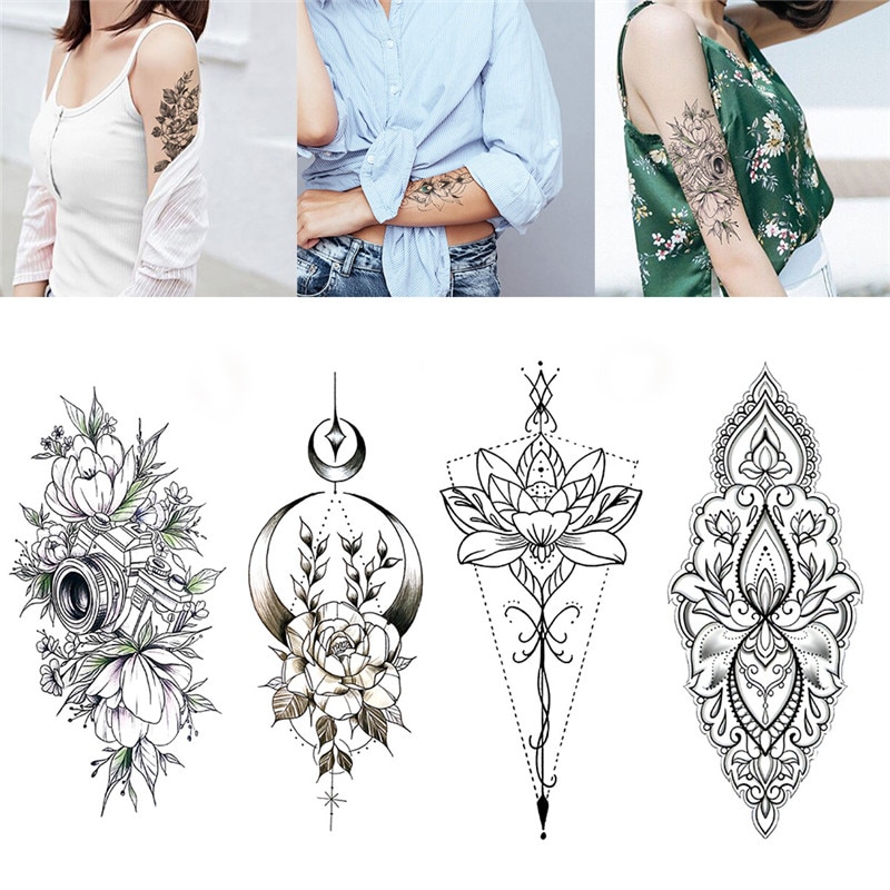 Hot Black Temporary Tattoo Body Art Tattoos 3D Waterproof Temporary Tattoos Sticker Art Men Arm Leg Tatoo Paper. 
