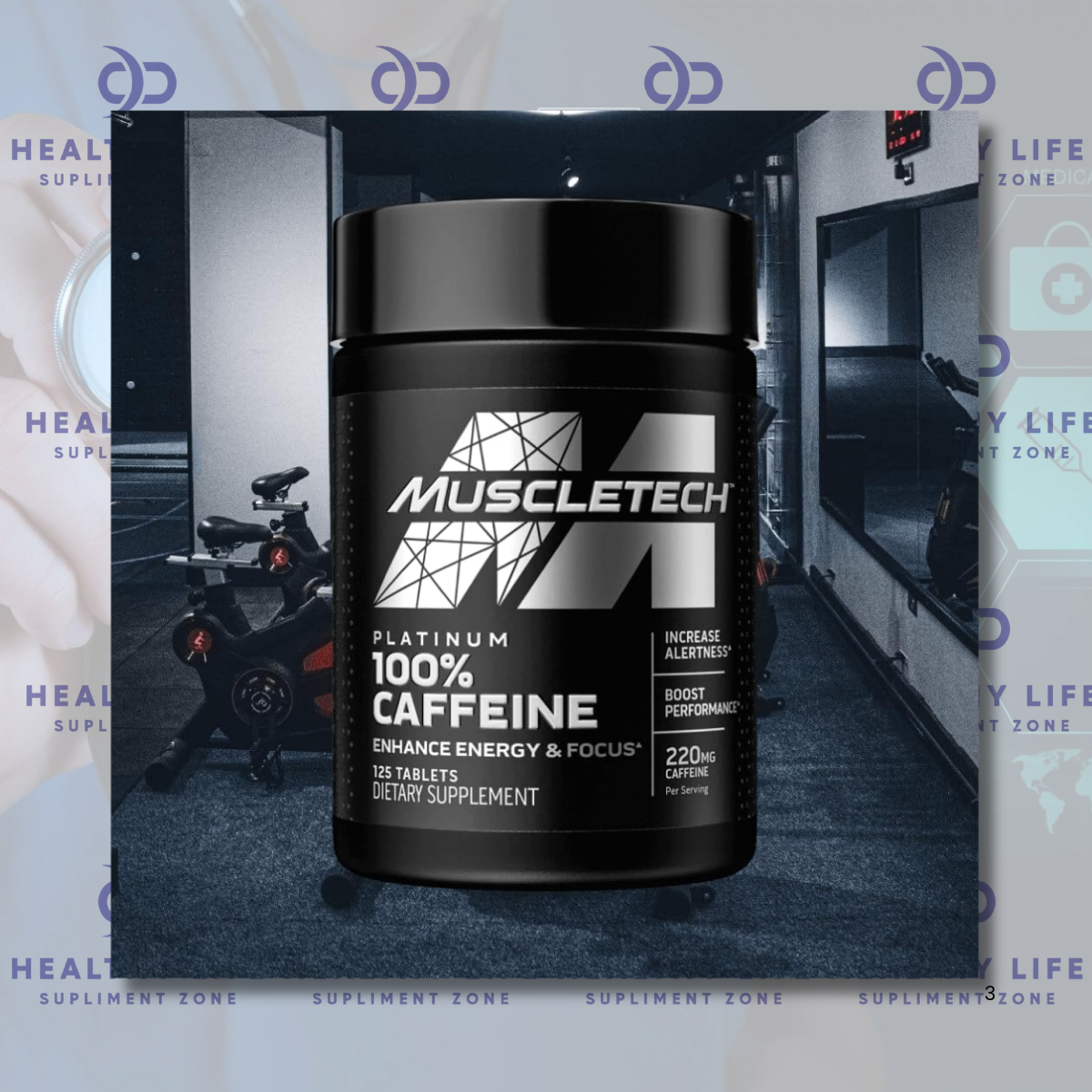 Caffeine Pills, MuscleTech 100% Caffeine Energy Supplements, PreWorkout Mental Focus + Energy Supplement, 220mg of Pure Caffeine, Sports Nutrition Endurance & Energy, 125 Count. 
