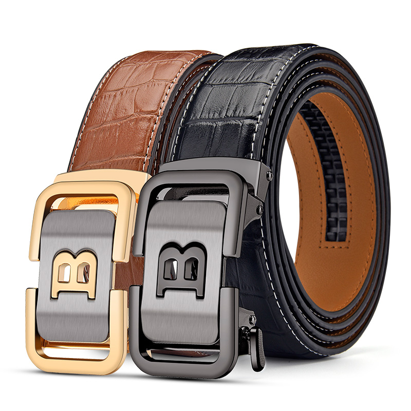 HCDW leather belt for men's Automatic golf social belt man luxury brand designer Brown Work trouser belts jeans waist belt Gift
