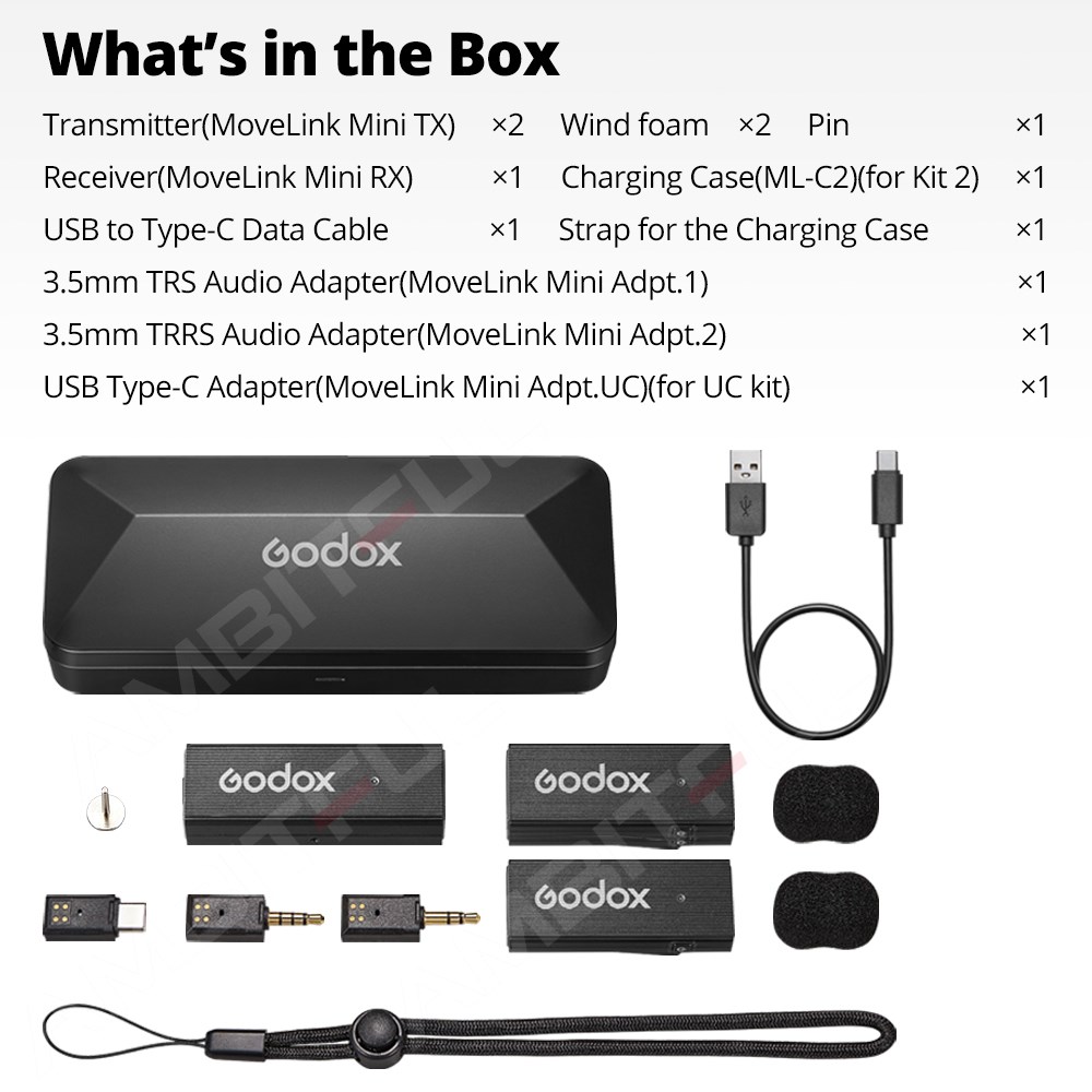 Godox MoveLink Mini LT UC Wireless Microphone 2.4GHz Transmitter Receiver Lavalier Mic for iPhone Type-C Smartphone DSLR Camera. 