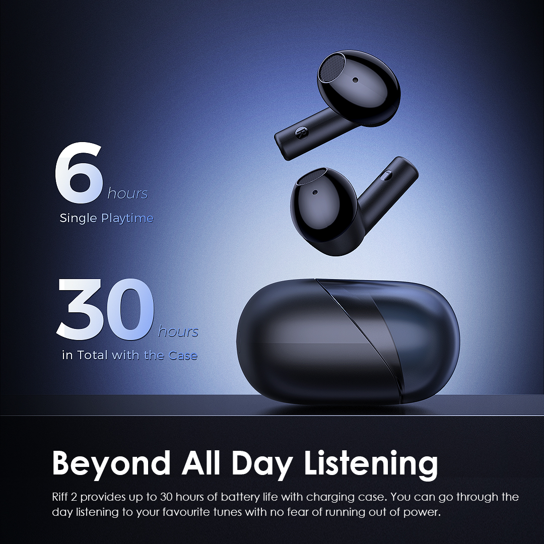 Riff 2 Half in-Ear True Wireless Earbuds. 