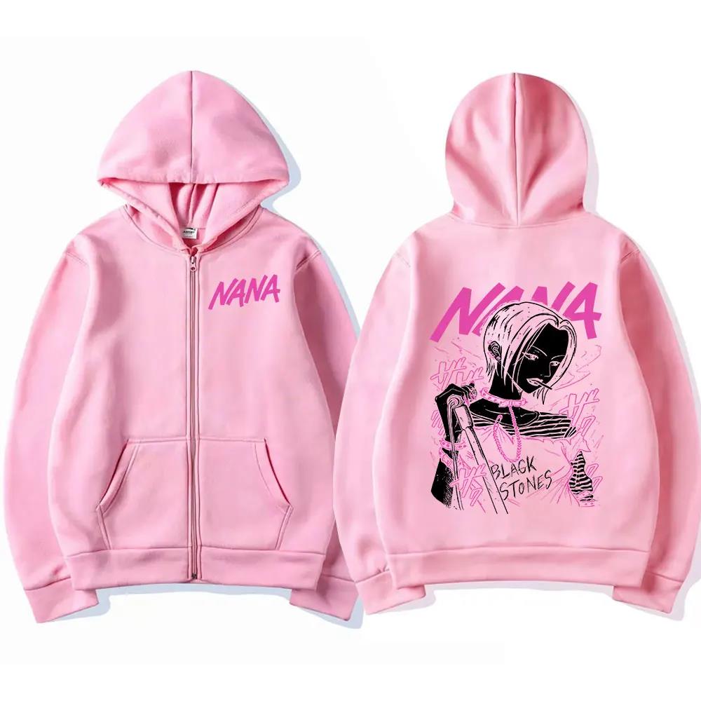 Anime Nana Osaki Zipper Hoodie Men's Harajuku Oversized Zip Up Sweatshirt Fashion Fleece Pullover Hooded Unisex Loose Streetwear. 