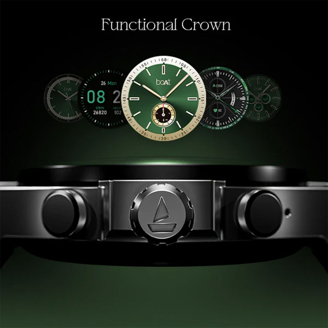 boAt Enigma X400 Luxury Smartwatch with 1.45" AMOLED Display, 200+ Watch Faces, Advanced BT Calling & Functional Crown. 