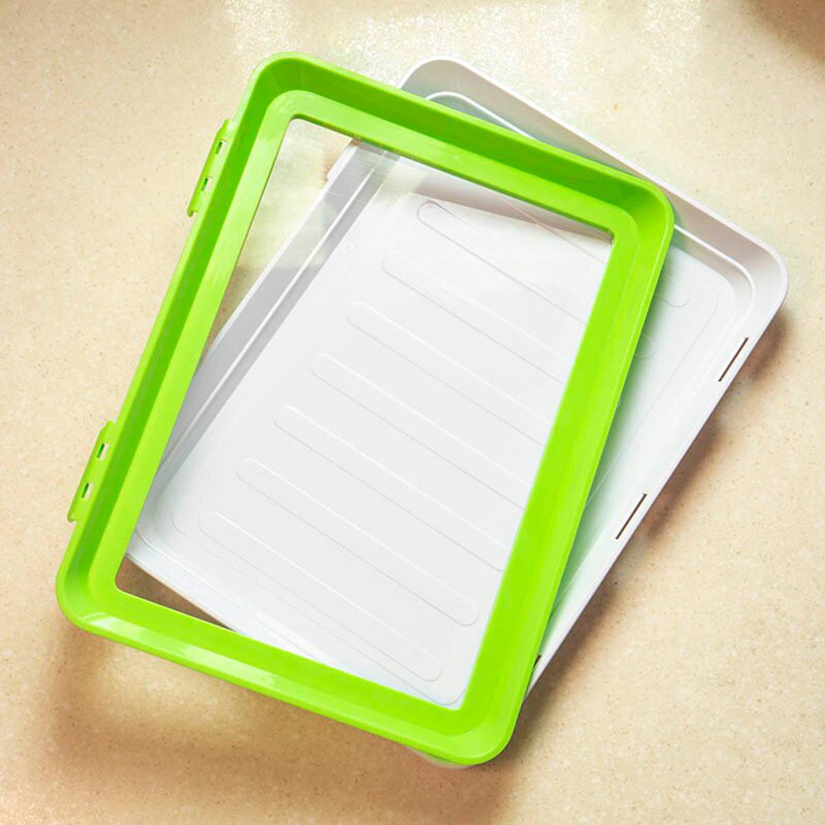 【happy one】Green Clever Tray Food Preservation Tray Plastic Food Storage Container Set Food Fresh