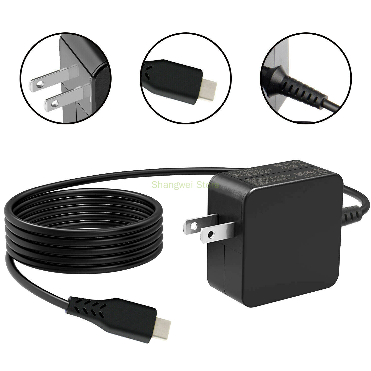 65W USB Type-C Power Adapter Charger for Dell XPS12 9250 Dell Latitude 7370. 