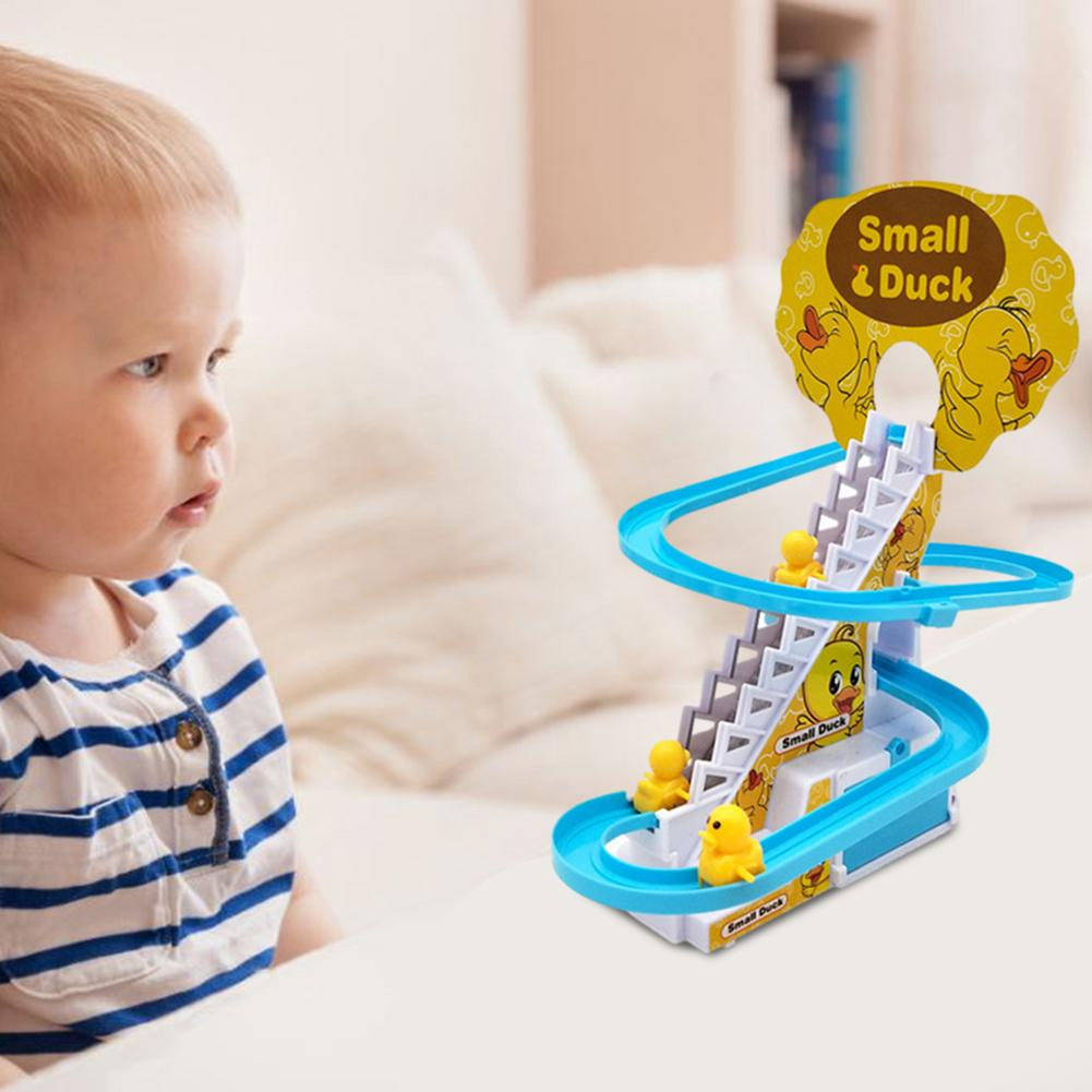 Electric Duck Climbing Stairs Toy Children Roller Coaster Toy Set With Flashing LED Light Easy To Install And Carry Perfect Gift  by Bix Super shop. 