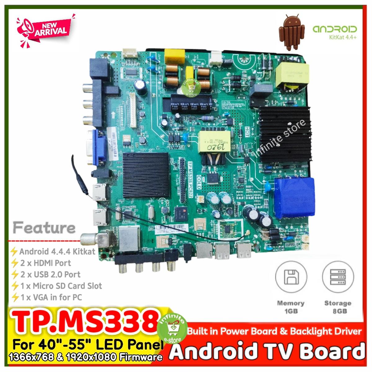 TP.MS338.PB822 1GB Ram 8GB Rom Android smart TV three in one network motherboard Quad Core Processor built in Power Board LED Inverter ZSY-TP. ATM20. PB819 Replace 32-42  smart Tv HD and Full HD Firmware. 