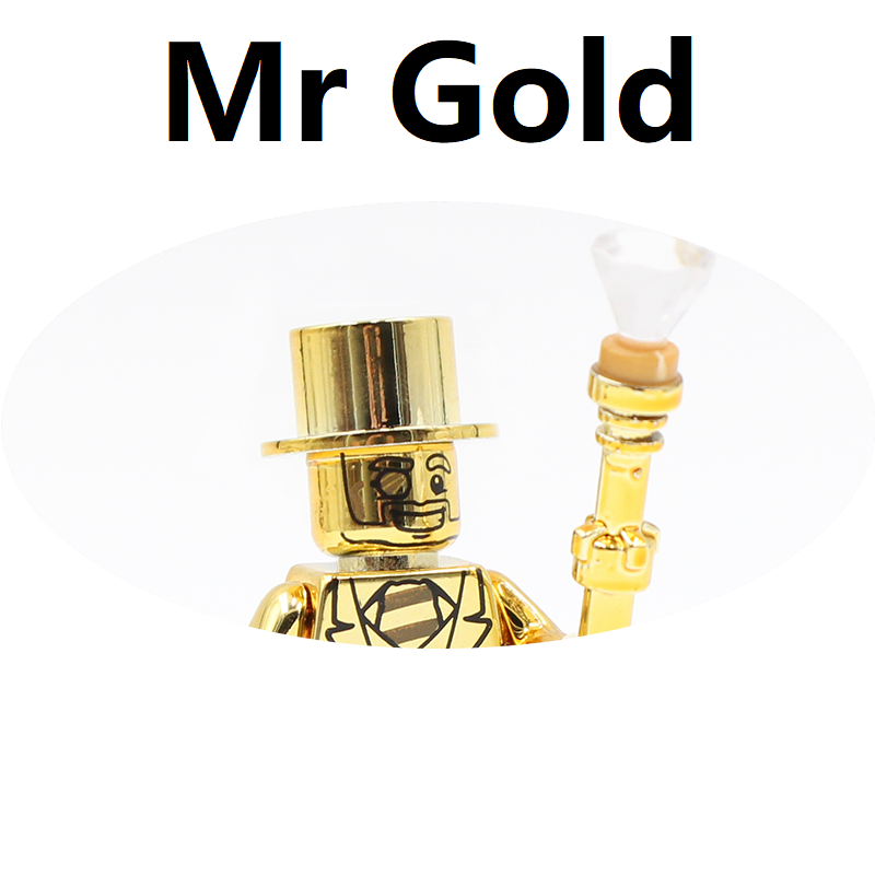Compatible 71001 Electroplate Plating Gold Chrome Mr Gold Building Blocks Mini Action Figure Toys Superman