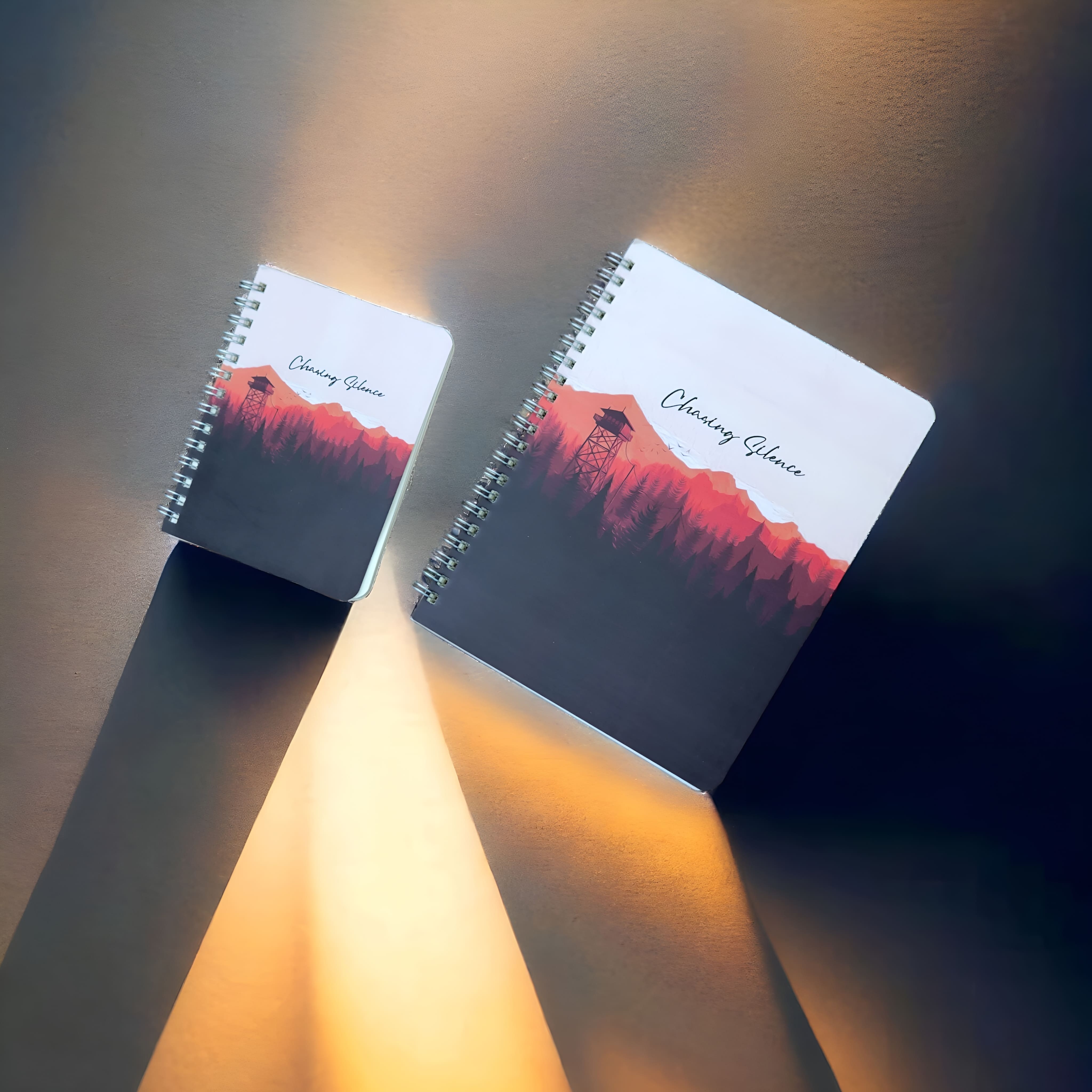 Spiral Notebook - Chasing Silence - Anime Mountain Background - Blank Paper - Hard Cover Journal Notebook -. 