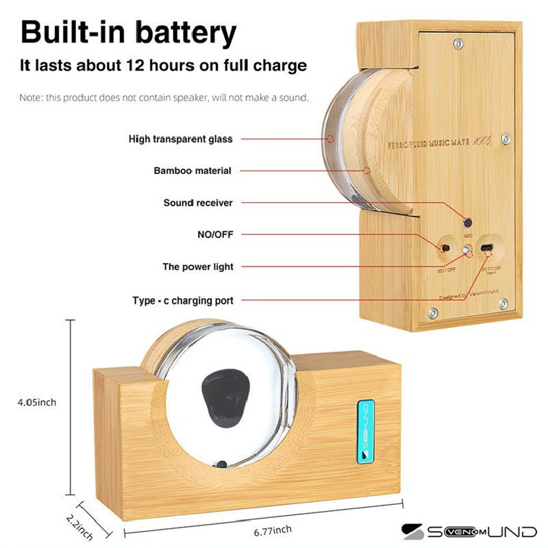 Venom Music Rhythm Light Wood Magnetic Fluid Pickup Desktop Speaker Partner Music Pickup Creative Ornaments Decompression Toy. 