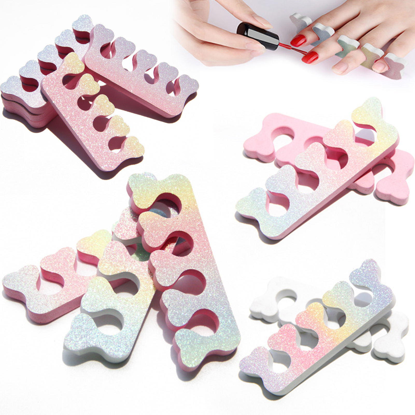 100pcs Gradient Color Toe Separators Easy to Use Beautiful Design Multifunctional Toe Splitters for Southeast Asian Buyers. 