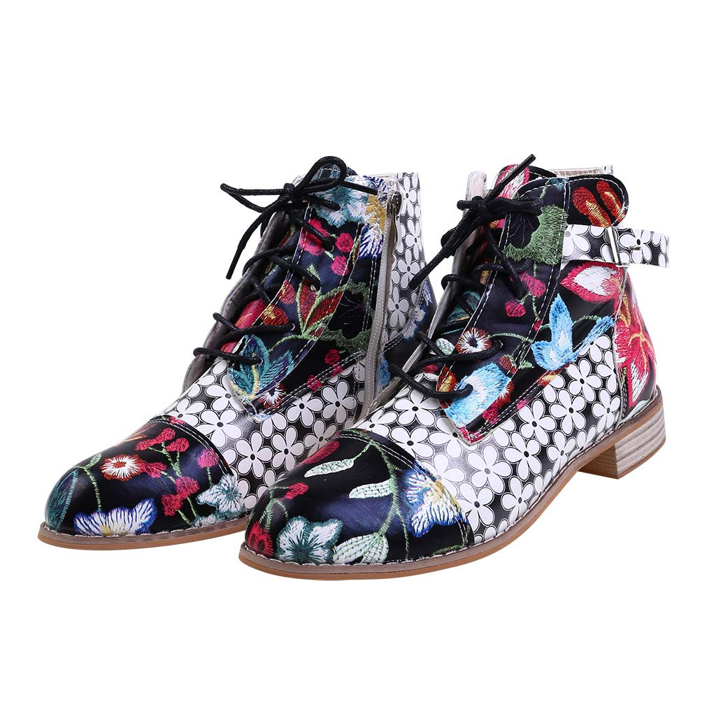 Painting Flower Pattern Cow Leather 