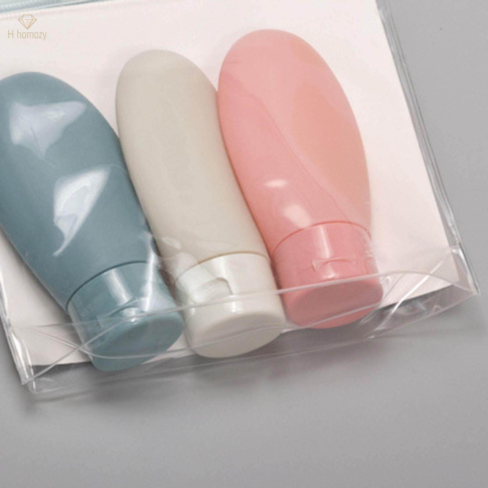 3Pcs Portable Travel Bottles Set Squeezable Toiletries Containers for Lotion. 