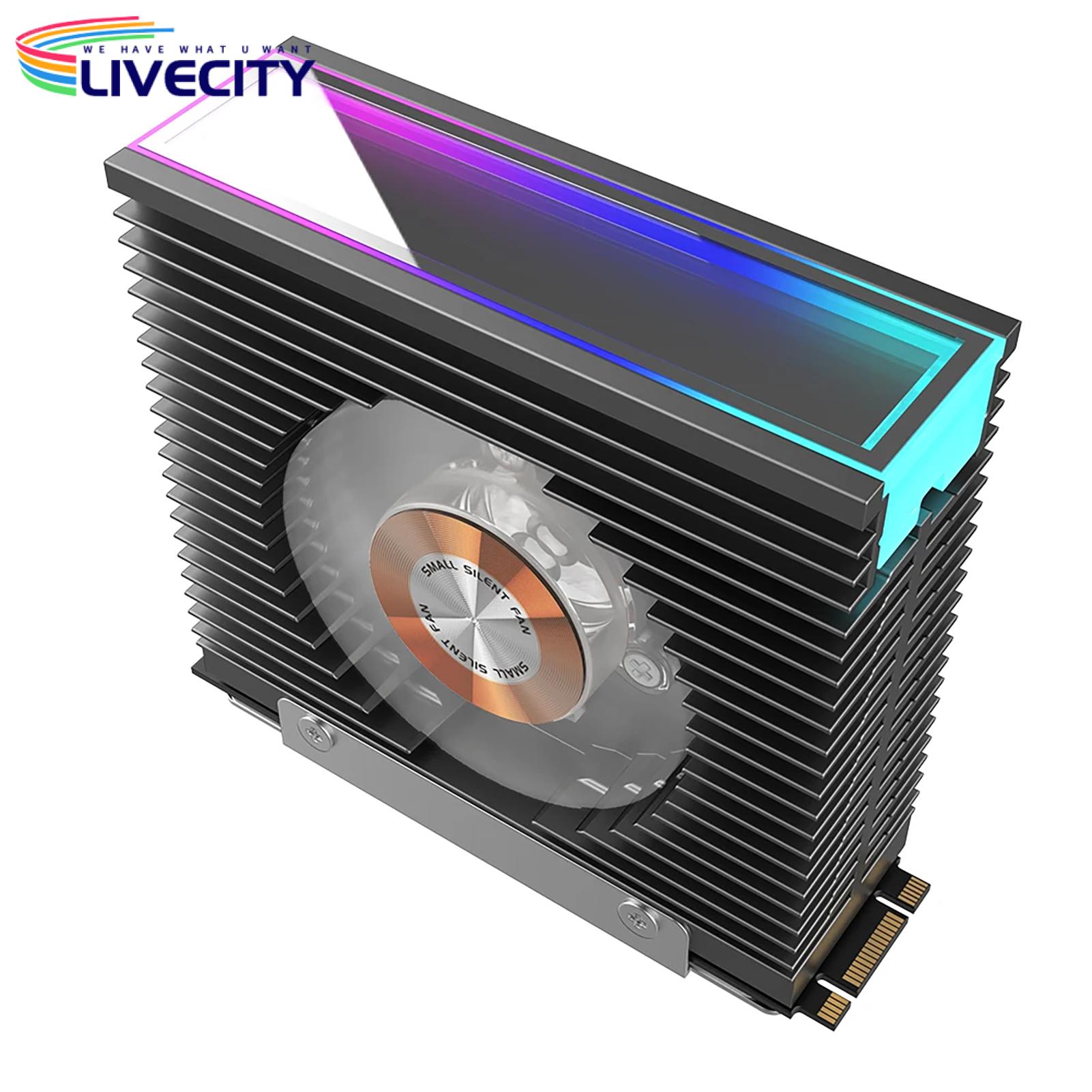 Argb Sync Solid State Drive Cooler Argb M.2 2280 Ssd Heatsink Cooler Fan with Thermal Pad for Nvme Solid State Drive Sync Compatible Pc Accessories