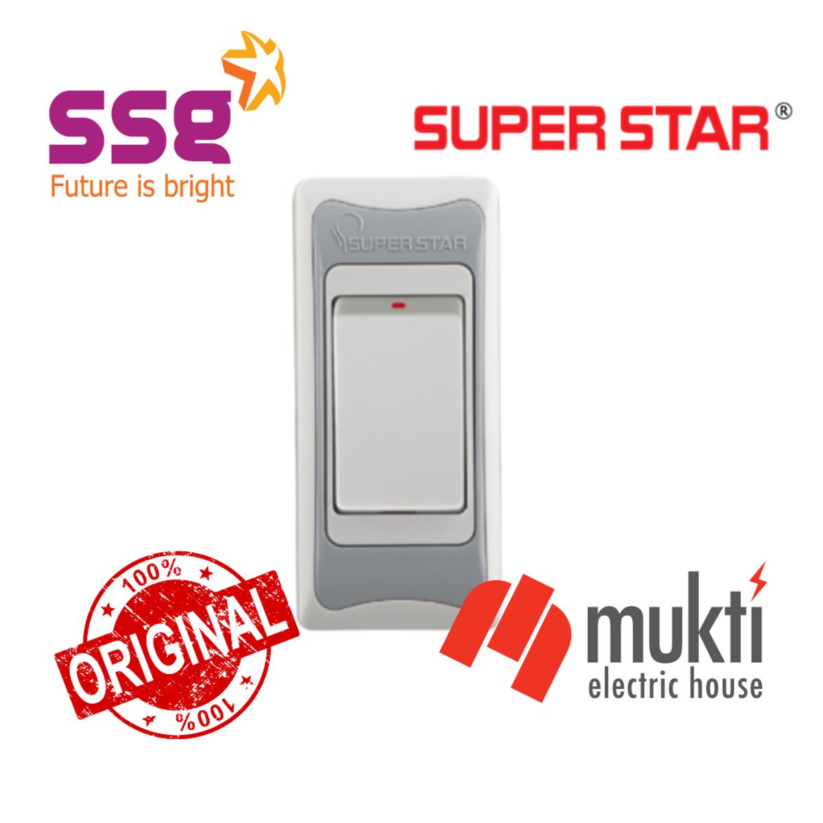 Super Star Premium Series 6A Two Way Piano Gang Switch 2Way Socket SuperStar SSG