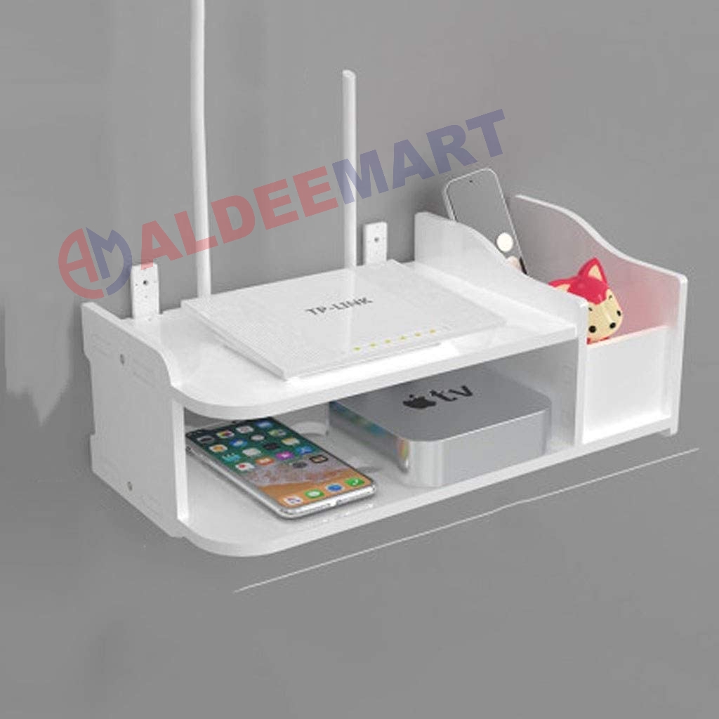 WiFi Router Stand WiFi Router Shelf/Set Top Box Storage Box Waterproof Phone Storage Rack Wall-Mounted Router Decoration Floating Shelf Wall-Mounted TV Cabinet Shelf TV Console Router Shelf Router Sto. 