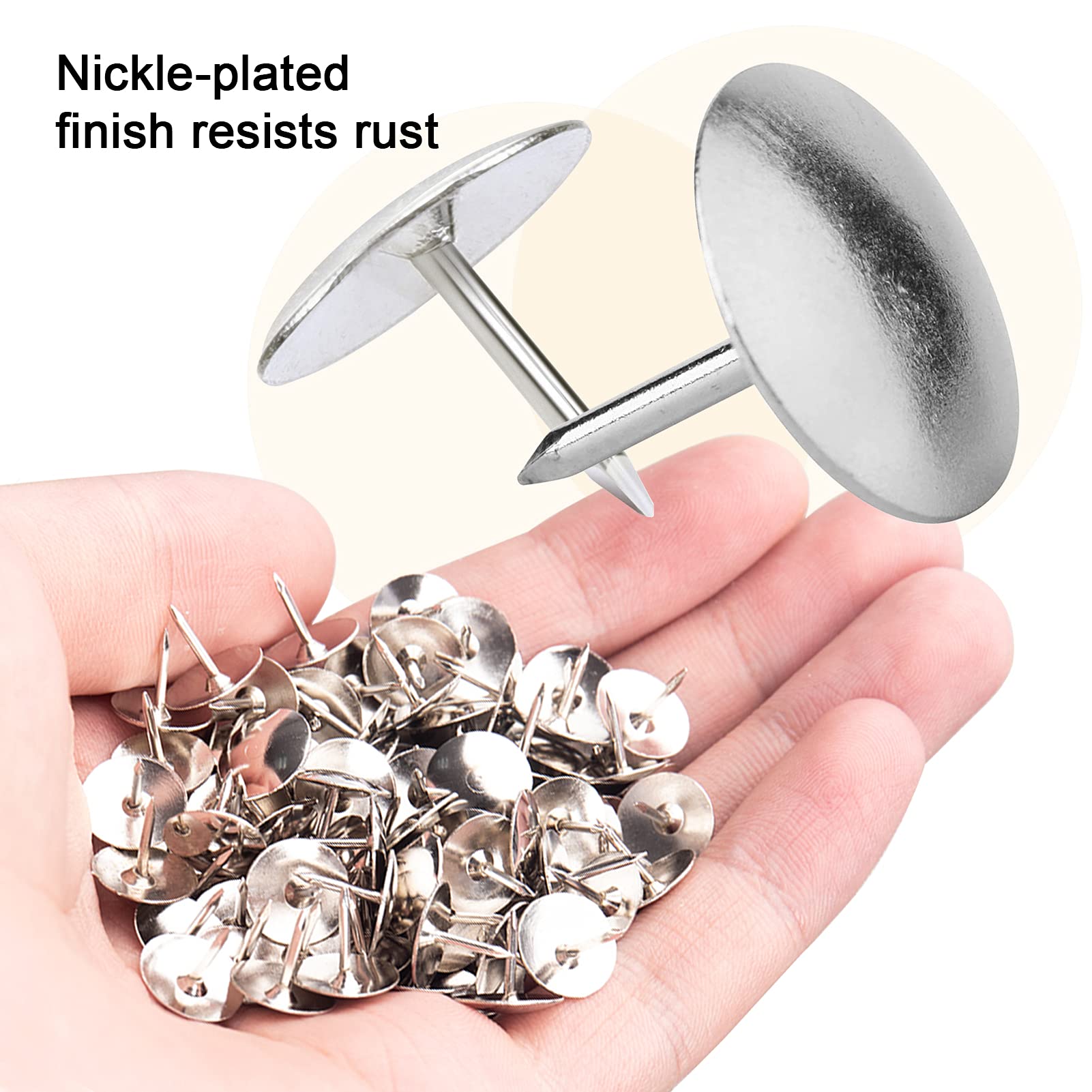 MROCO Steel Thumb Tack, Thumb Tacks Push Pins Silver Round Head