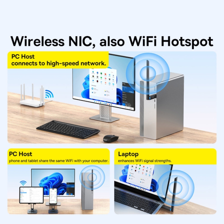 Baseus Fast Joy Series 650Mbps WiFi Receiver External Antenna(Black). 