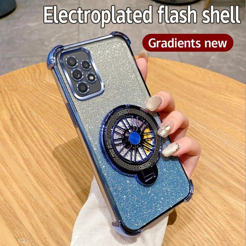 For Samsung Galaxy A23 5G Case Shockproof Electroplated TPU Rotating Gyro Stand Cover Phone Casing For SamsungA23 5G Back cover. 
