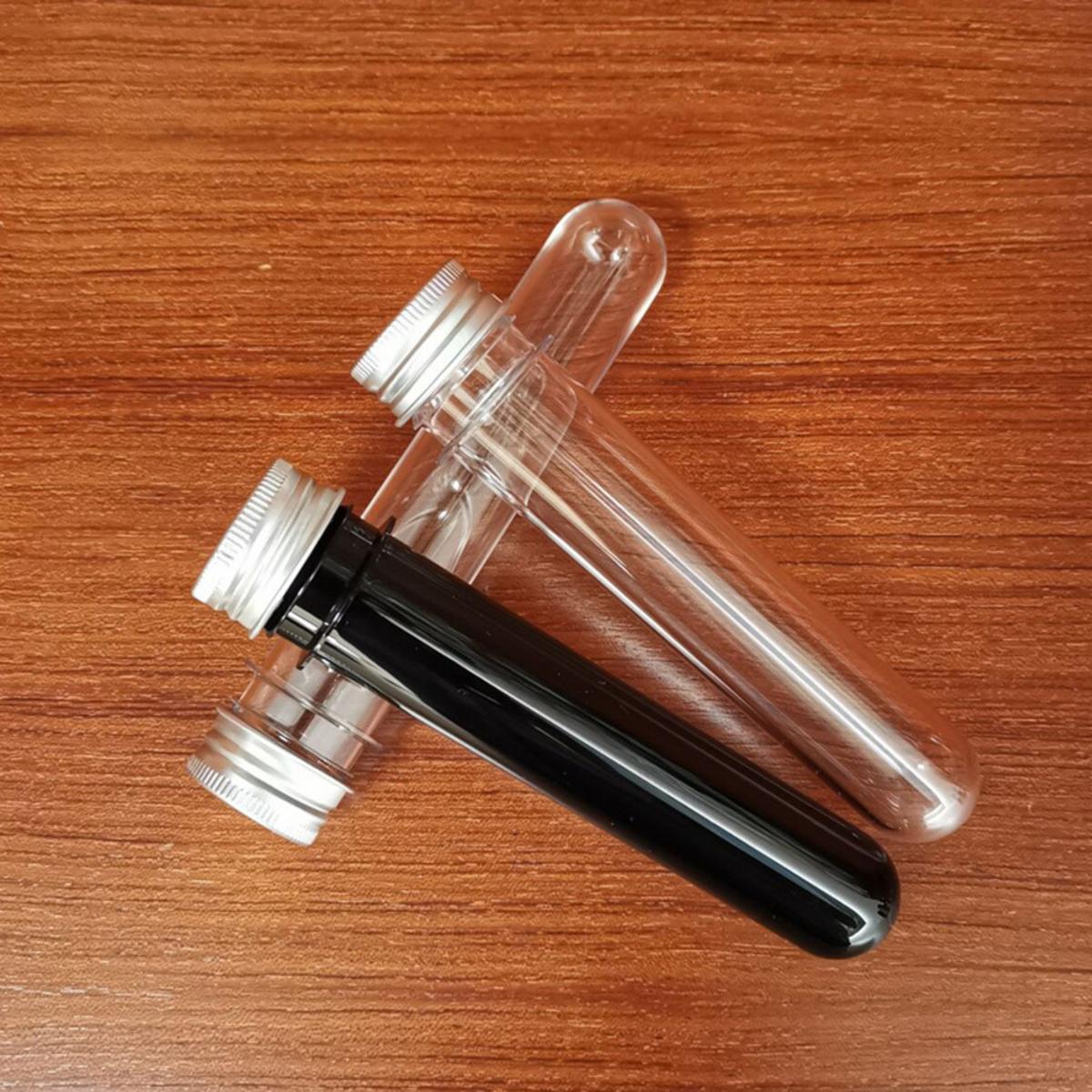 40ml 114cm Plastic Test Tubes Empty Mini Jar Metal Screw Cap Small Bottles Spice Storage Jar Containers Vial Test Tube Shoelace Candy Sub-bottling