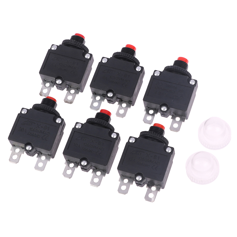 Thermal Switch Circuit Breaker Overload Protector 5a 6a 8a 10a 15a 20a Overload Switch Protector Fuse. 