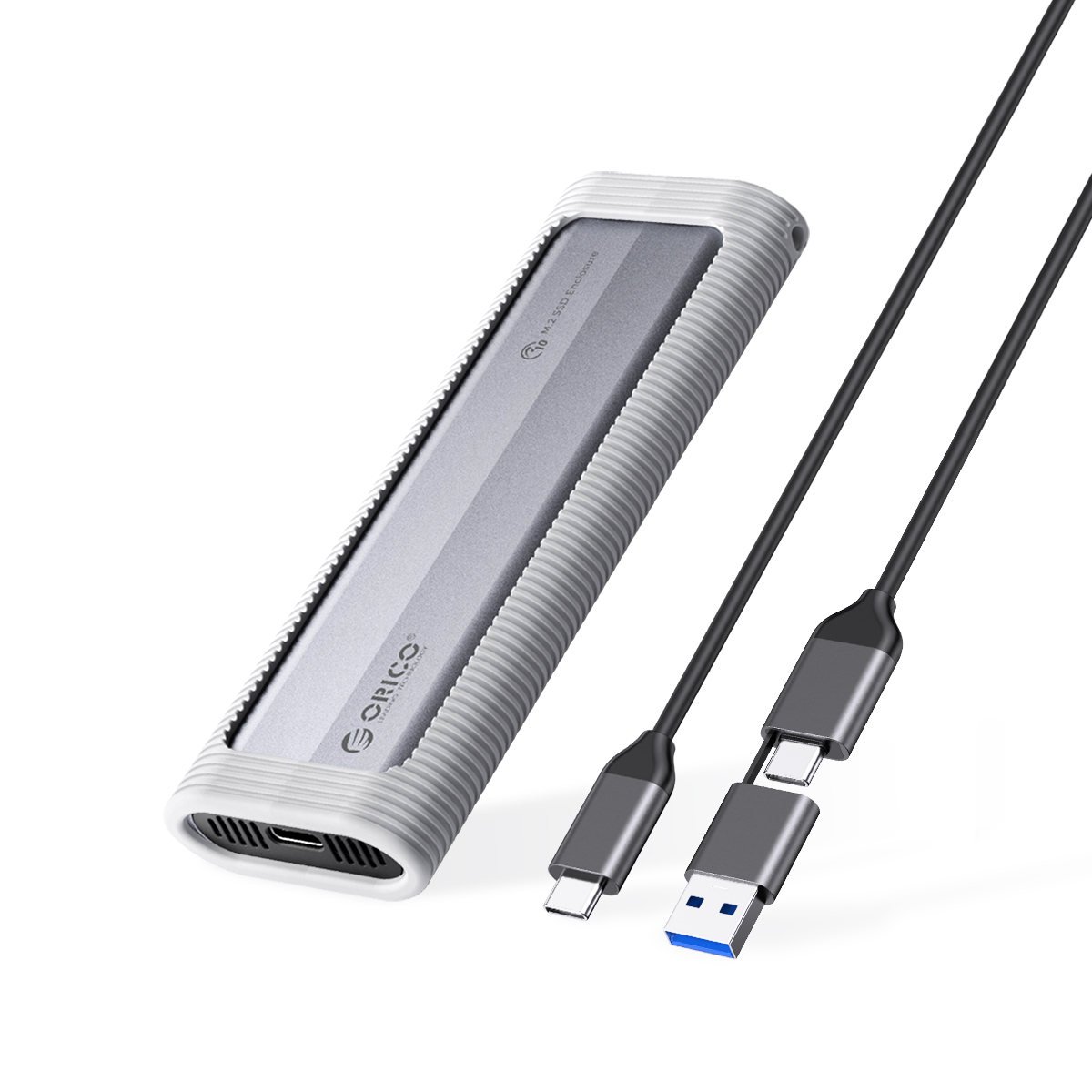 ORICO AXM2S-G2 M.2 NVMe & M.2 NGFF/M.2 SATA SSD Enclosure With Silicone Protective Case USB-C up to 10 Gbps, 2-in-1 Cable Portable Hanging Rope. 