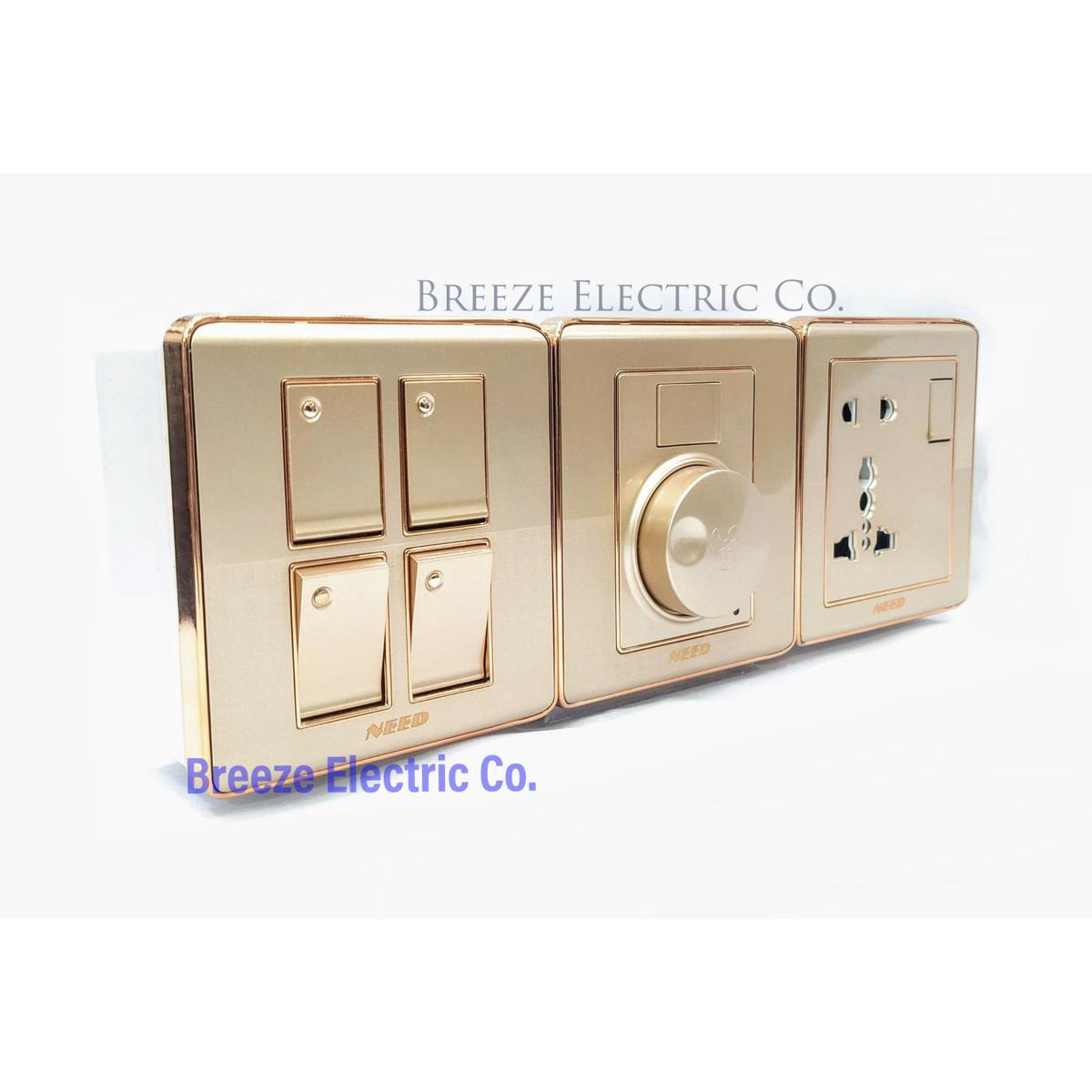Need Gang Switch Premier Standard Value Pack: 4 Gang+ Fan Dimmer+13A 5 pin Multi Socket+3 gang Plastic Back Cover.