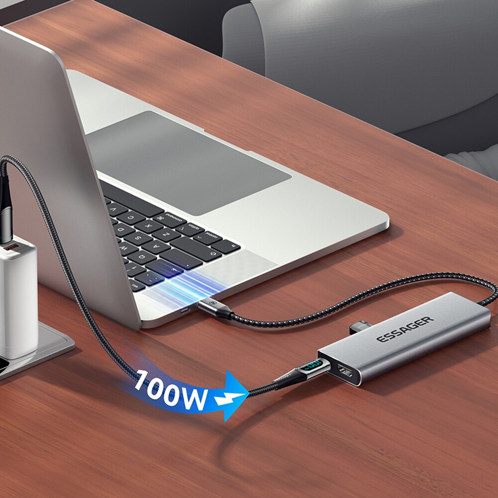 Essager 8-in-1 USB Hub With Disk Storage Function USB Type-c to HDMI-Compatible Laptop Dock Station For Macbook Pro Air M1 M2. 