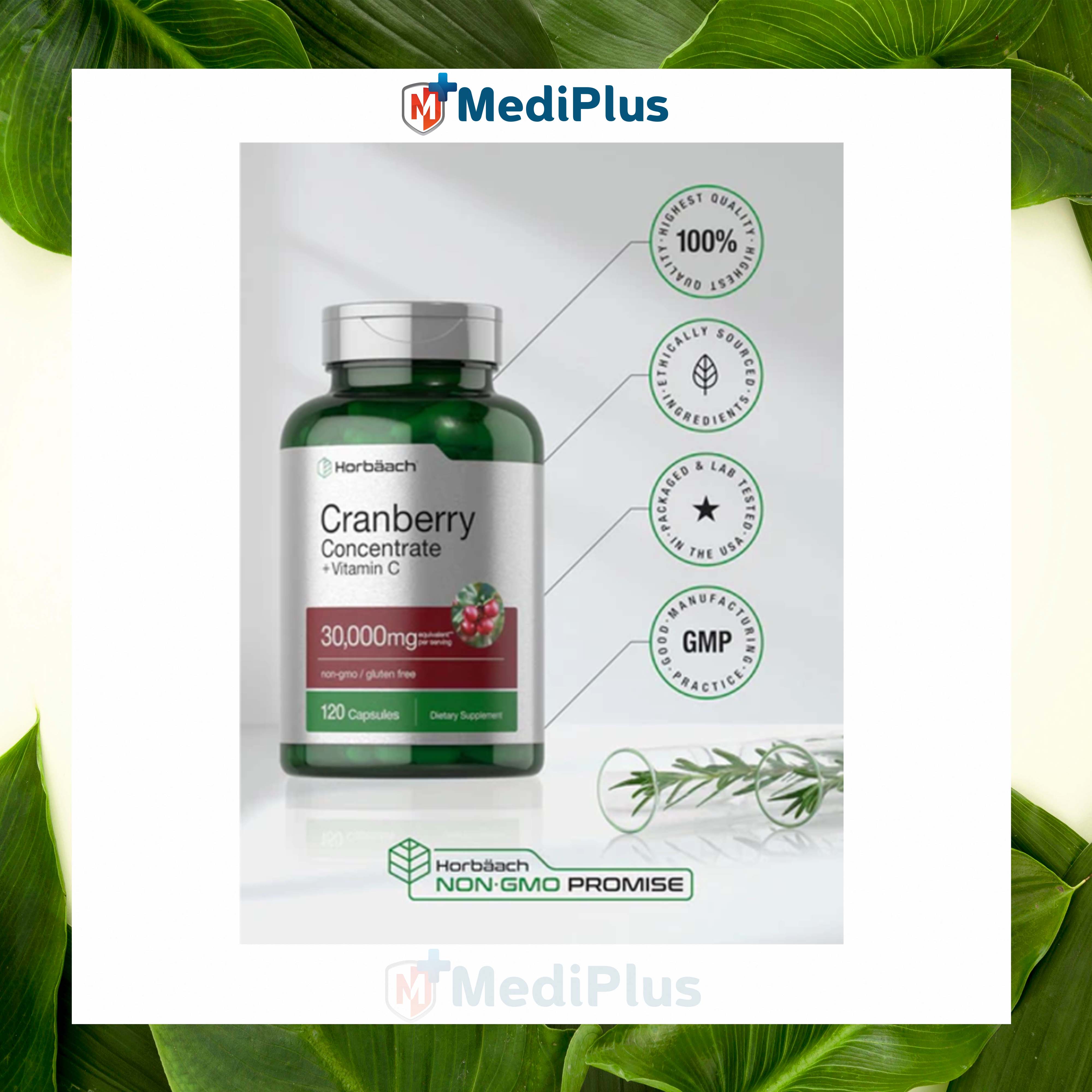 Horbaach Cranberry -30000mg,120capsule. 