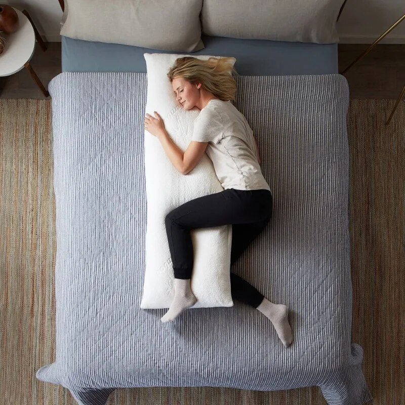 Shredded Memory Foam Body Pillow, Extra Large, Ultra Plush, White, Rest Haven. 