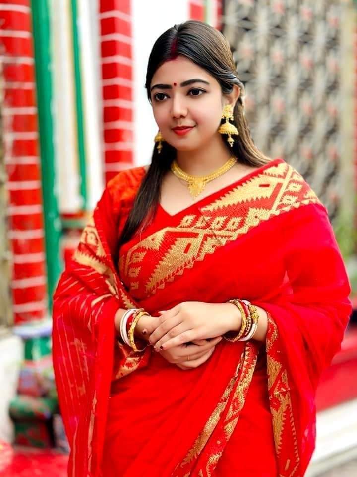 Exclusive Design Glorious Red Jamdani Pair Saree Without Blouse Piece - Easy to Use And Maintain - Party Sari By Tangail Saree's. 