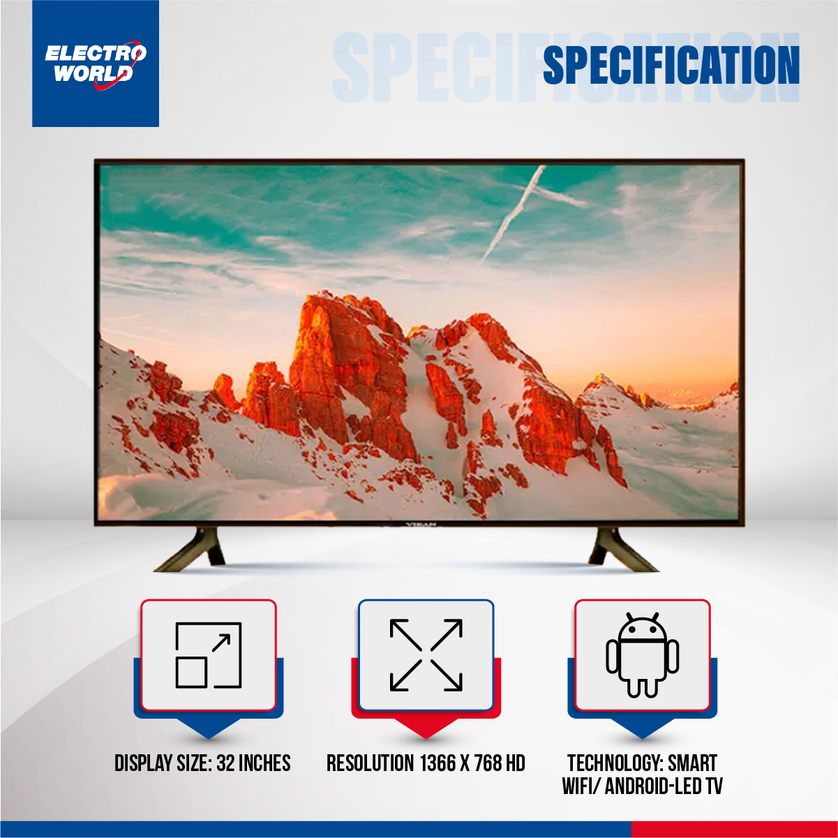 Vikan 32 Inch Smart Android Wi-Fi HD LED TV Ram 2GB Rom 16 GB 4K Supported টিভি কিনলেই 200 + চ্যানেল ডিস ফ্রী. 