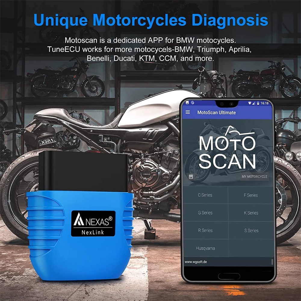 【Xiaofeng】NEXAS Motorcycles Diagnostic Scan Bluetooth 5.0 OBD2 EOBD Diagnostic Scanner for Android Fault Code Reader. 
