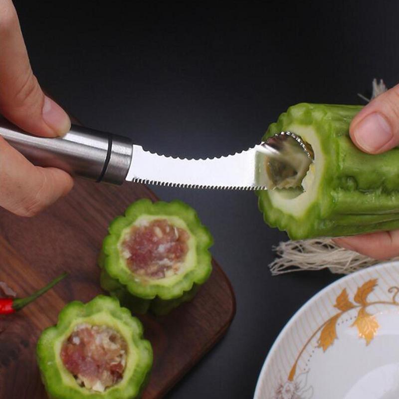 Jalape Corer Stainless Steel Chili Core eseeder ucchini er Corer And emoer With Serrated Edges For Vegetable. 