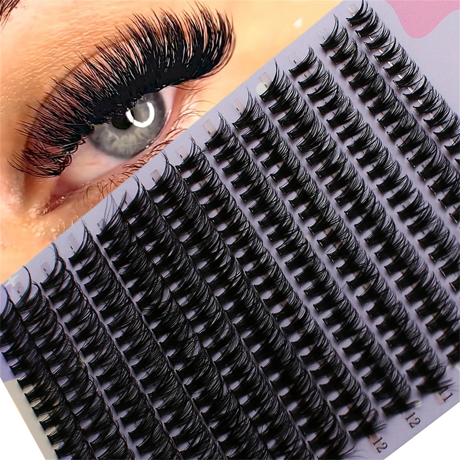14 Rows 280 Clusters 40D Mix 9-16mm Cluster Lashes Extension Natural Thick Eyelash 3D Strip Individual Lashes