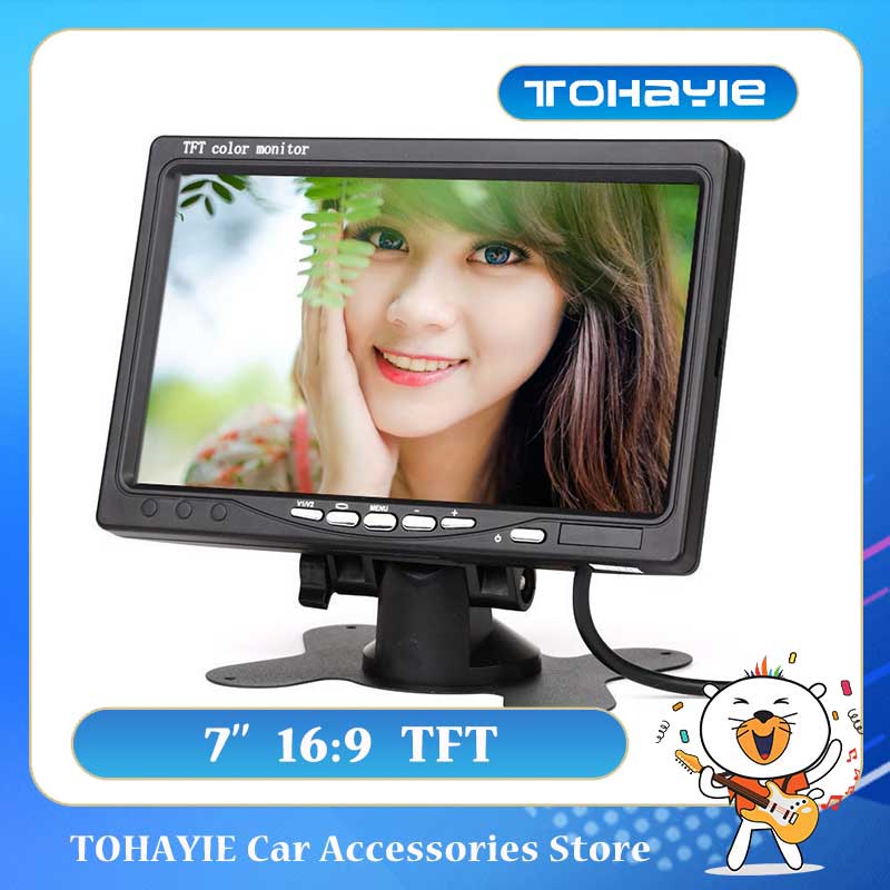 TOHAYIE 7 inch TFT Color Monitor for Car CCTV Reverse Rear View Backup Camera. 