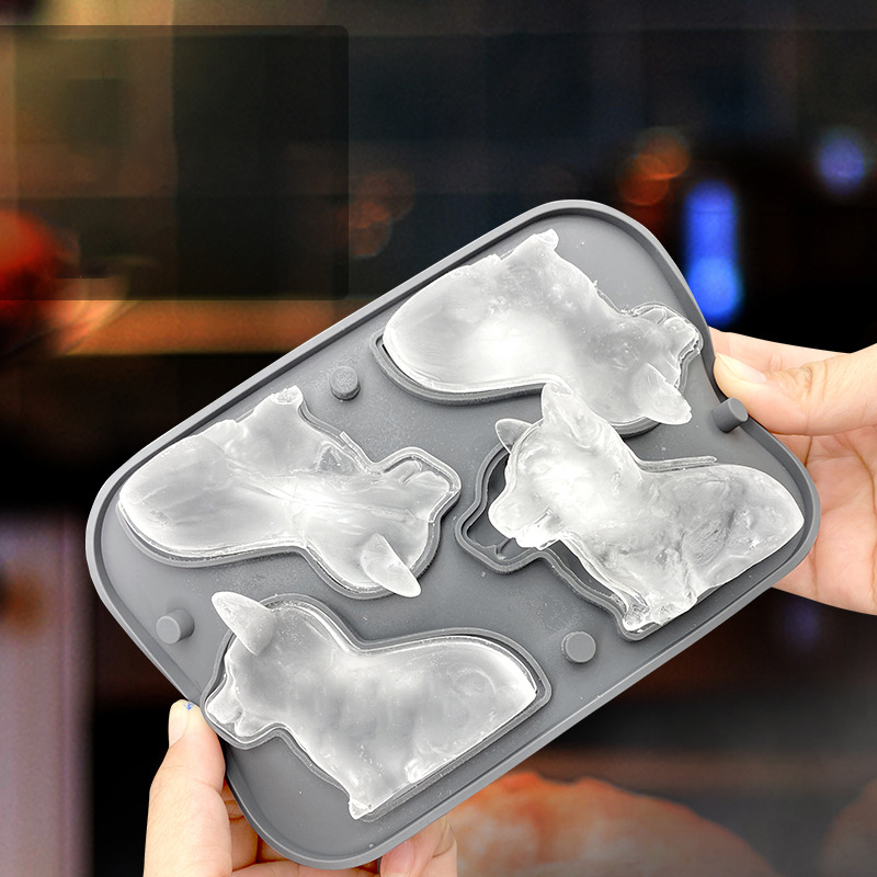 Bear Ice Cube Trays Corgi Shape Ice Cube Mold Silicone Ice Mold Fun Shapes 4-Hole Reusable Ice Cube Tray Gifts For Corgi Lovers. 
