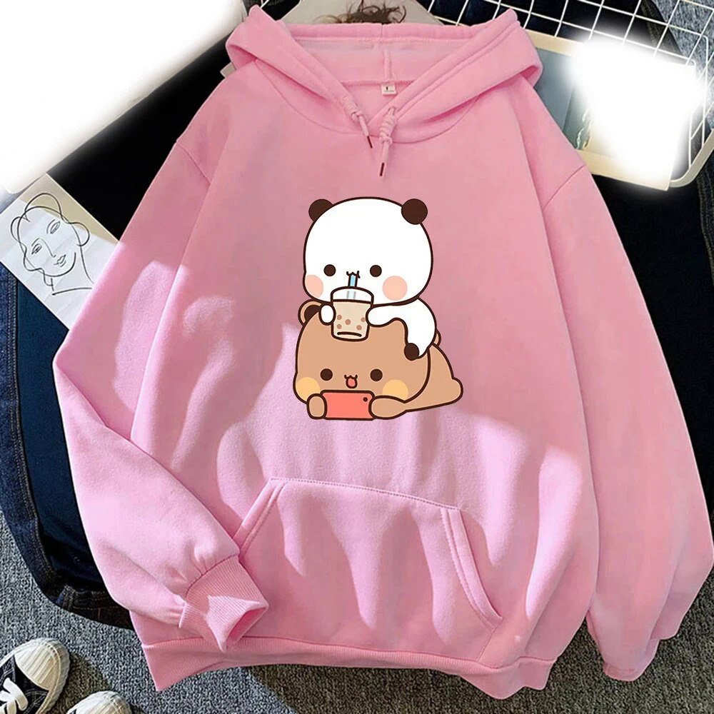New kawaii Bubu and Dudu drink Bubble tea hoodies print men woman fashion hoodie oversized sweatshirts pullovers unisex clothing. 