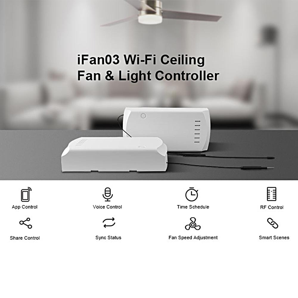 SONOFF-IFan03+RM433 Wi-Fi Ceiling Fan and Light Controller Intelligent Switch. 