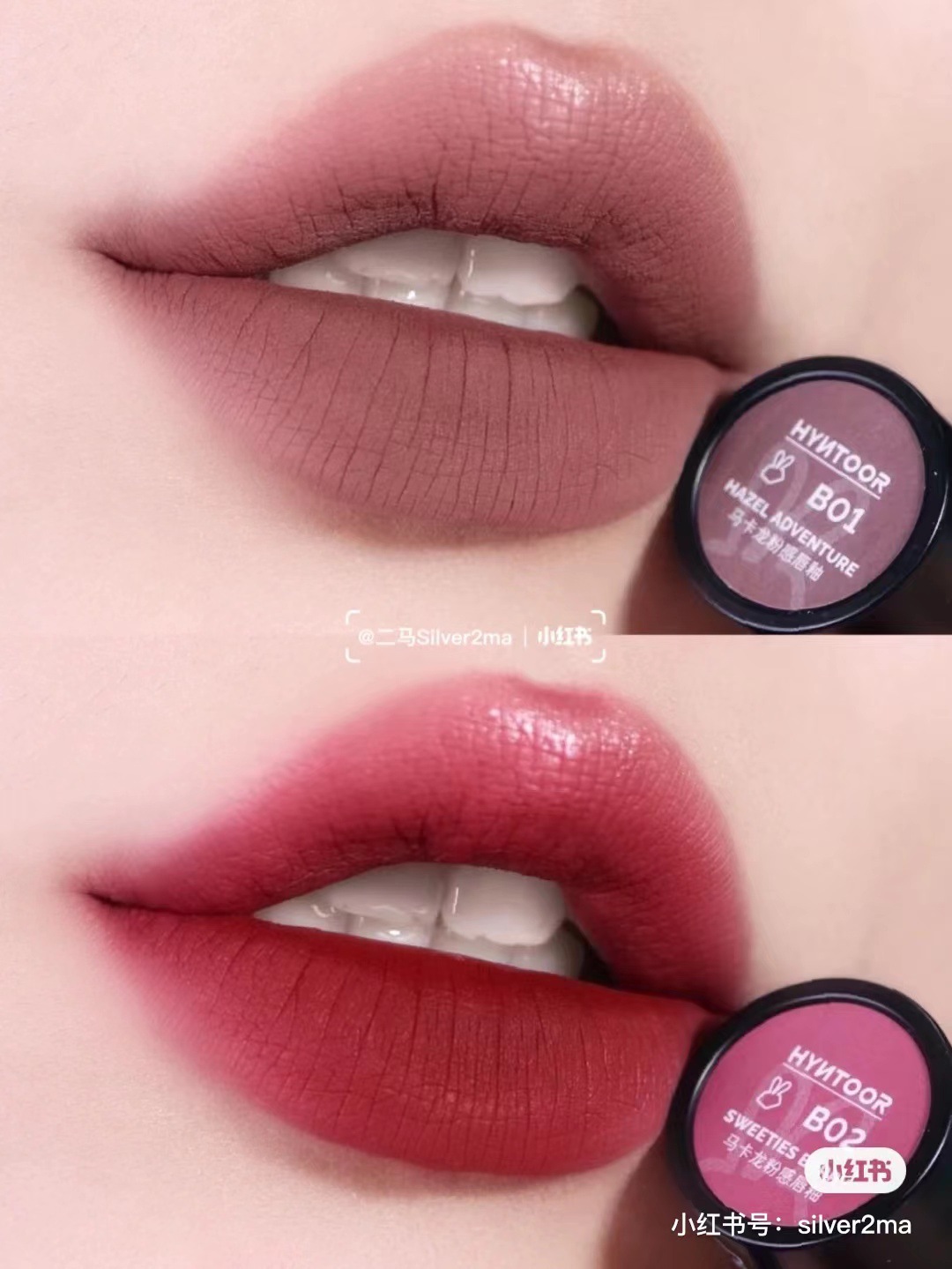 】HYNTOOR Rabbit Dark Macaron Mud Lip Glazed Red Brown Mouth Black Matte Mist B05. 