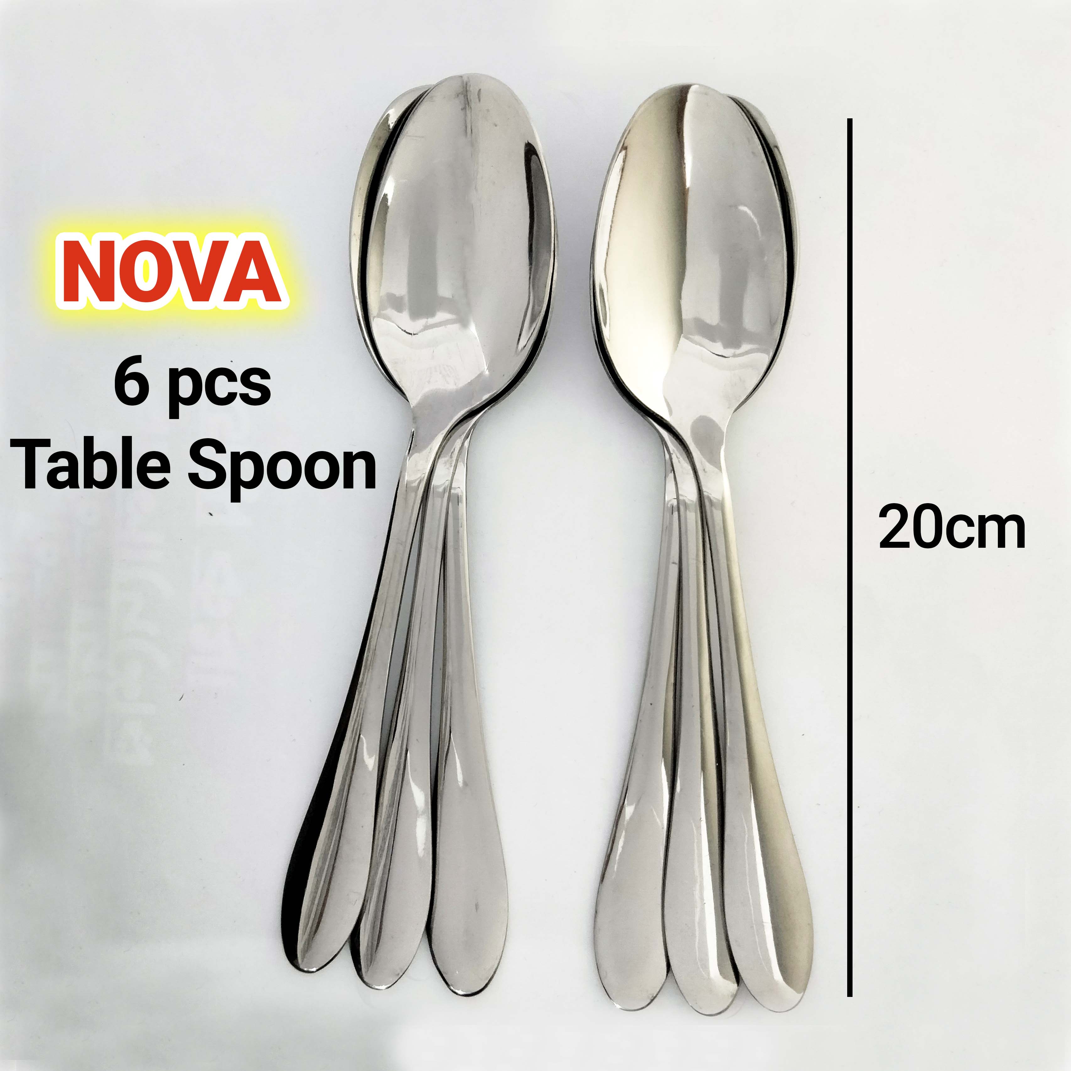 Nicesh 16-Piece Stainless Steel Dinner Spoons, 8.19-Inch, E