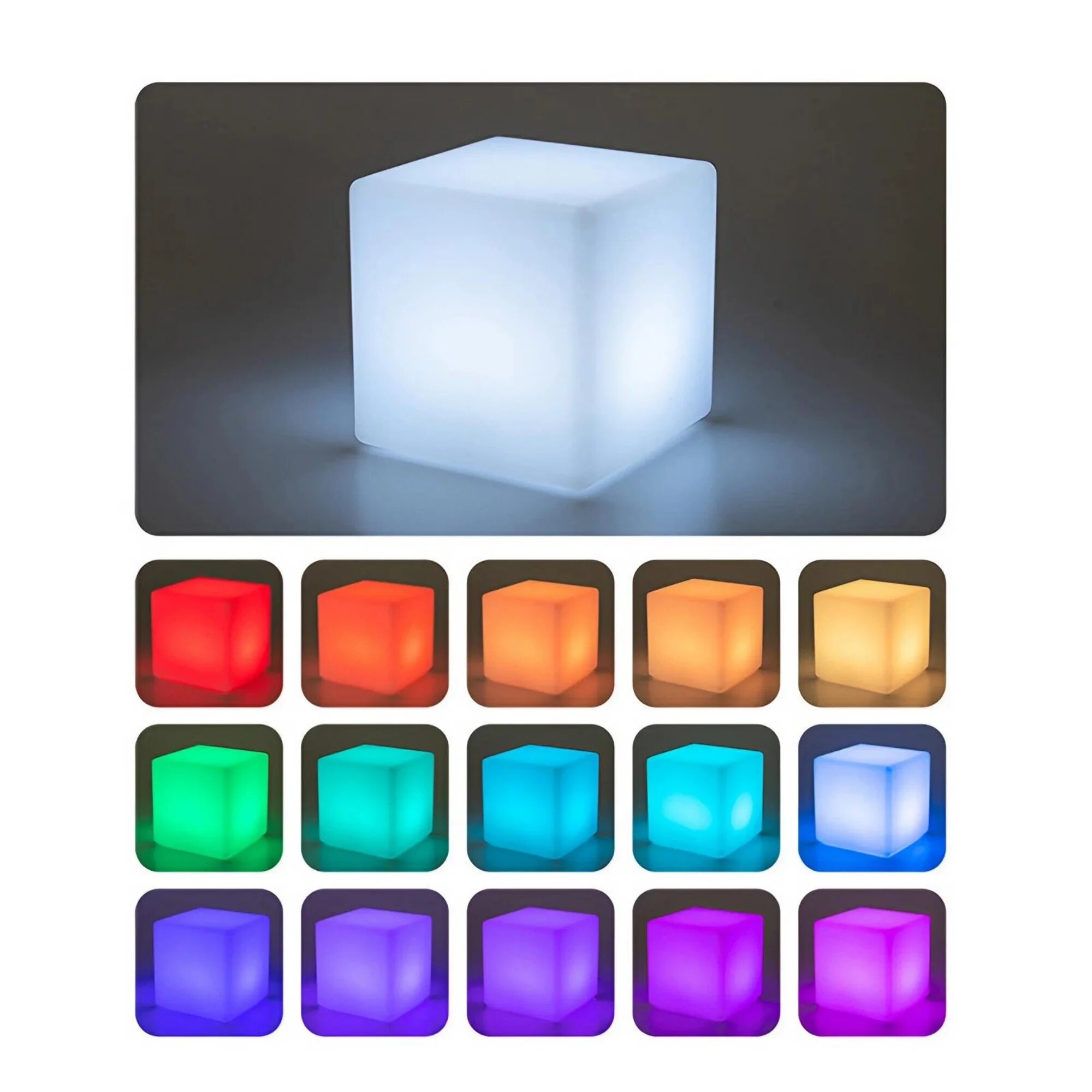 USB Rechargeable Waterproof and Shockproof 16-Color Remote Control LED Light Cube, Create a Colorful World of Light and Shadows. 