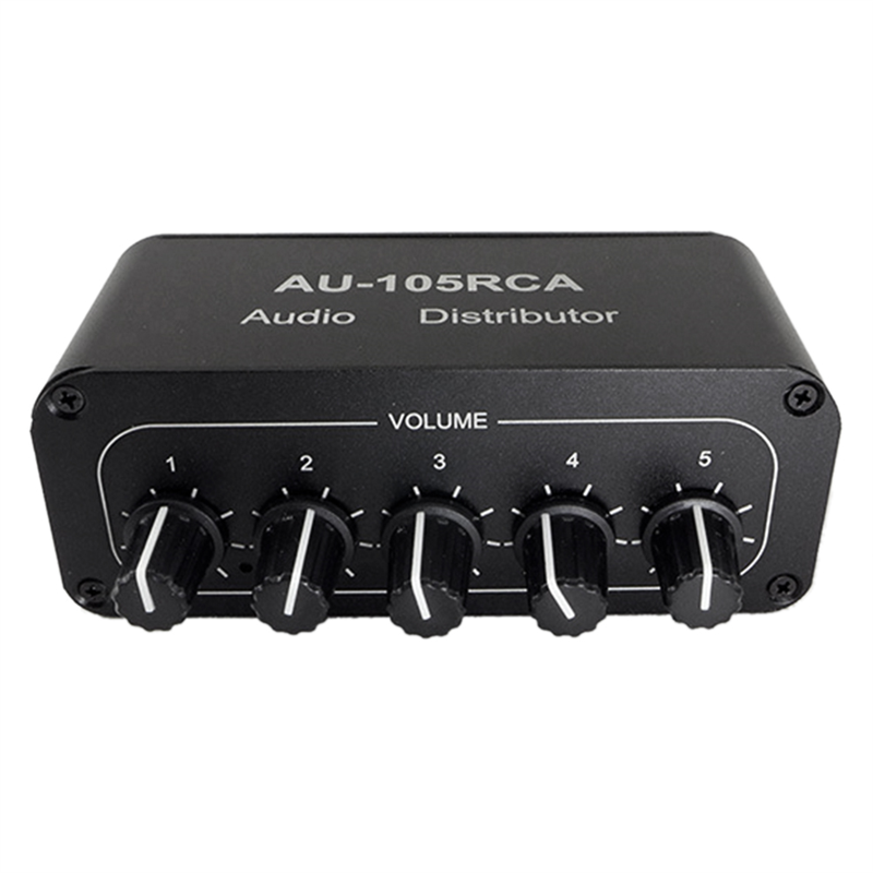 5CH Audio Distributor Stereo Audio Mixer 1 Input 5 Output RCA Splitter for Power Amplifier Active Audio Durable Easy to Use