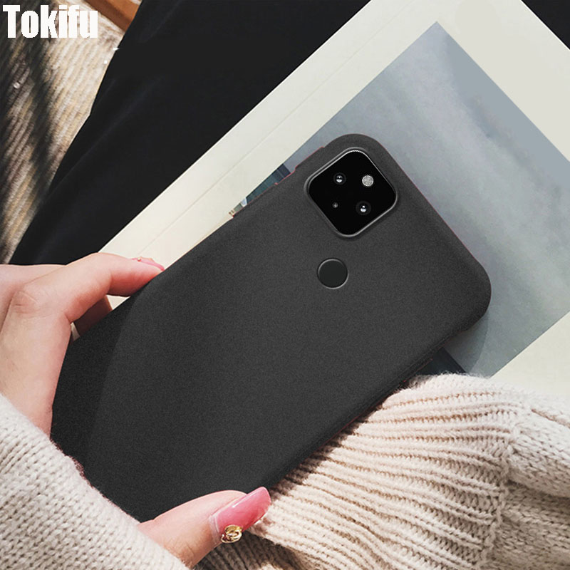 Top-Tier Option - Google Pixel 4A 5G for Tokifu Back Cover Matt Simple Solid Color Soft Silicon TPU Case