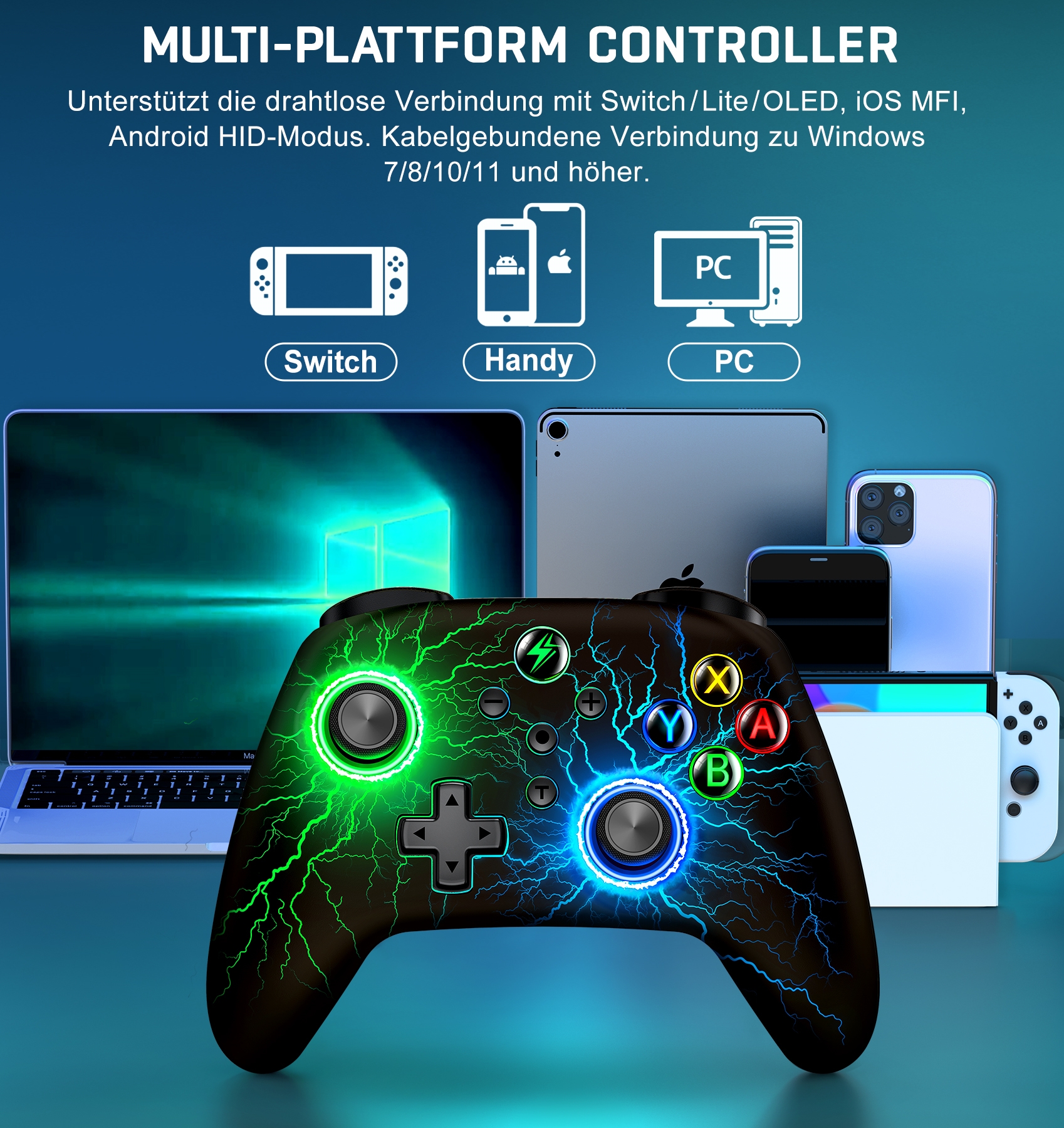BEBONCOOL RGB FOR PC/Nintendo Switch/Android/iOS Multi-System Compatibility Gamepad Upgrade Programming Mode Switch Controller. 
