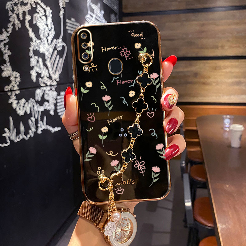 VRQR Clover Bracelet Case for Samsung Galaxy A20S Back Cover Flowers Pattern Phone Cover A10S A30 A20