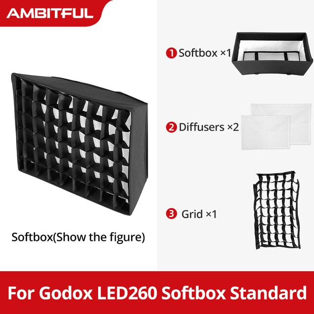 Godox LEDP260C LED Video yumuşak işık difüzör petek izgara Softbox için Godox LED Video işığı (sadece Softbox). 