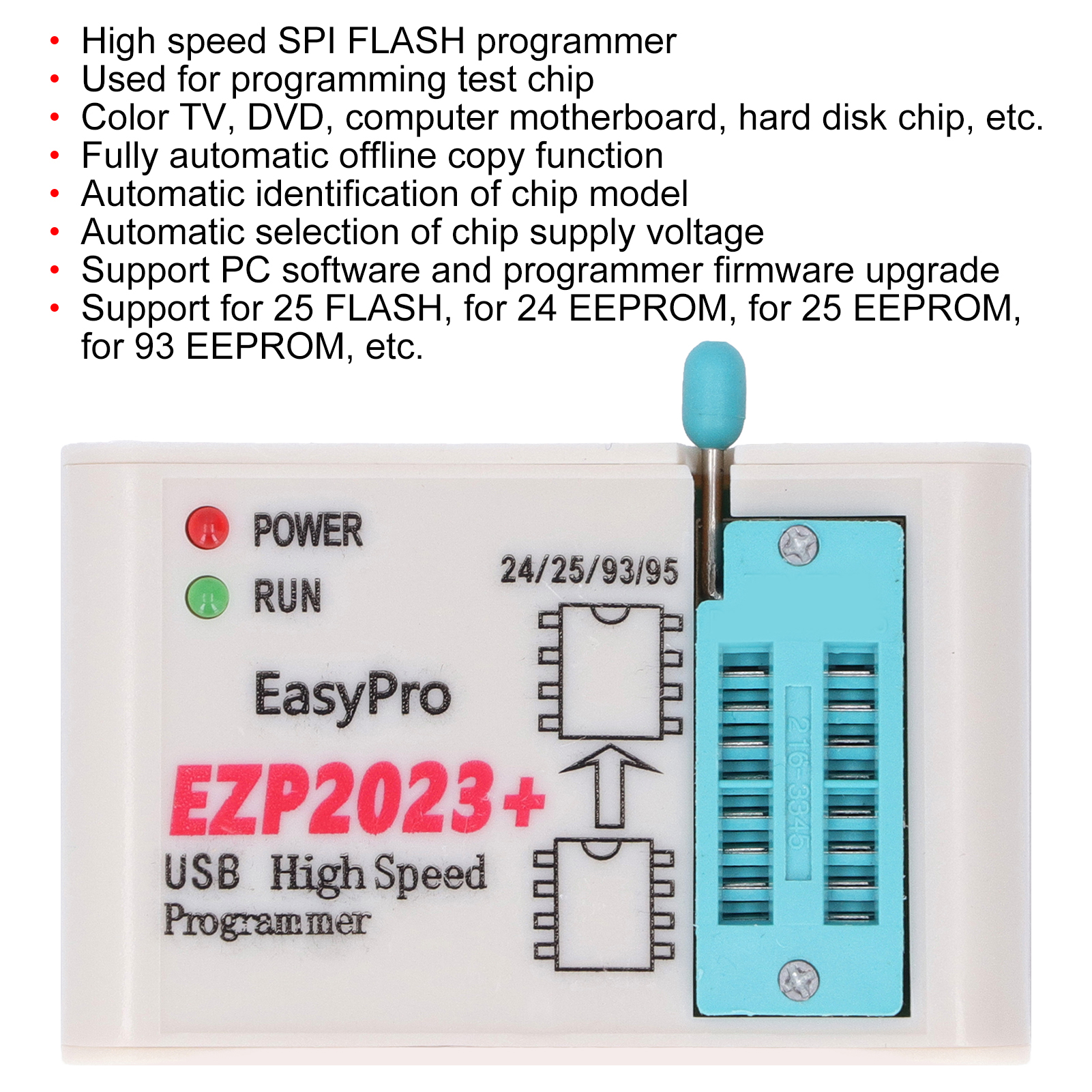 High Speed SPI FLASH Programmer BIOS Chip Programming Kit for 24 25 93 EEPROM. 