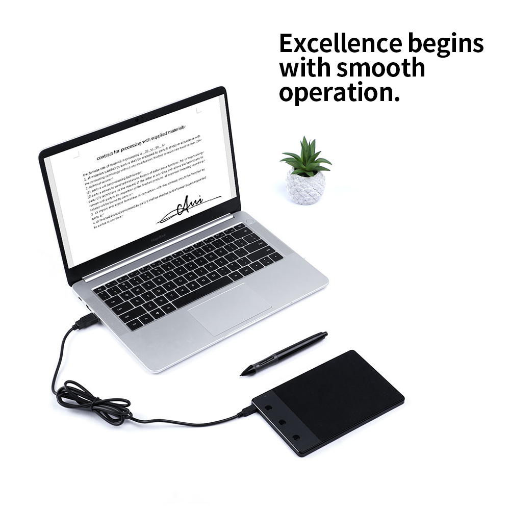 HXSJ Huion H420 Professional Graphics Drawing Tablet with 3 Shortcut Keys 2048 Levels Pressure Sensitivity 4000LPI Pen Resolution. 